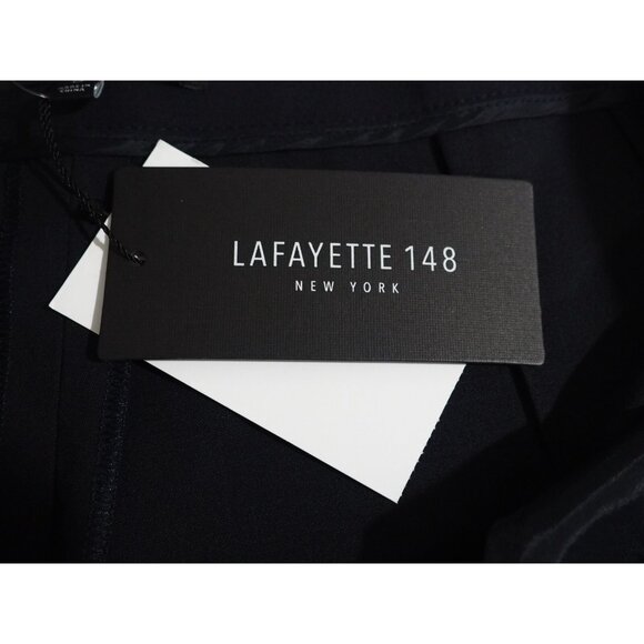Lafayette 148 Navy Blue Staight Leg Wool Dress Pants $698, Size 12 (US) - Picture 9 of 12